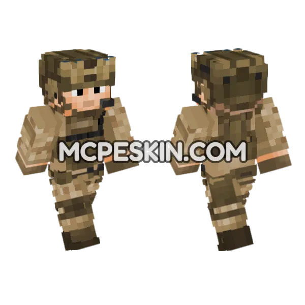 USMC Desert Soldier Minecraft Bedrock skin, front and back