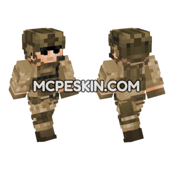 USMC Desert Soldier Minecraft Bedrock skin, front and back