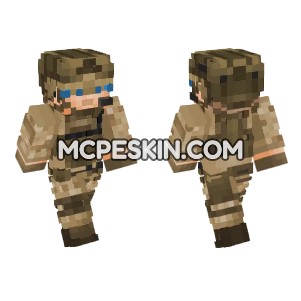 USMC Desert Soldier Minecraft Bedrock skin, front and back
