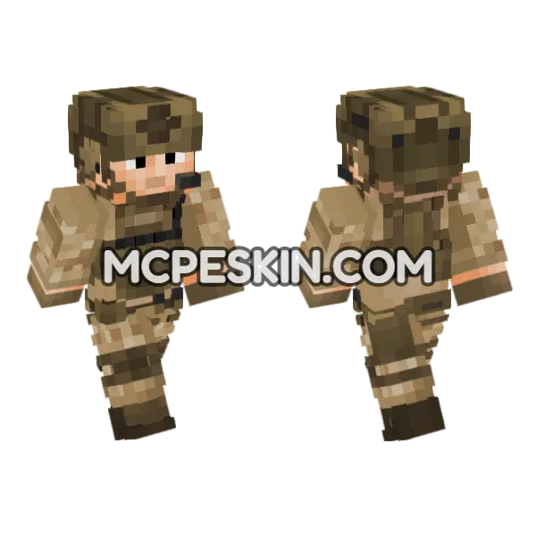 USMC Desert Soldier Minecraft Bedrock skin, front and back