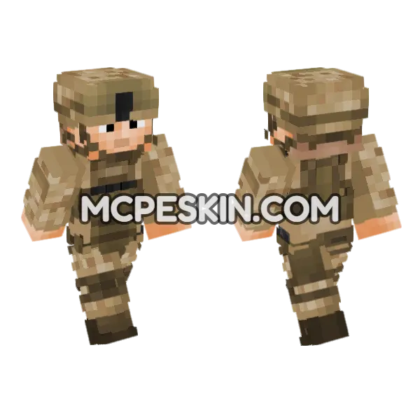 USMC Desert Soldier Minecraft Bedrock skin, front and back
