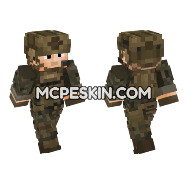 USMC Woodland Soldier Minecraft Bedrock skin, front and back