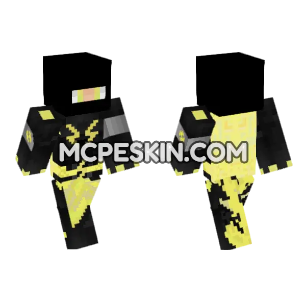 Vajra Lightning Suit Minecraft Bedrock skin, front and back