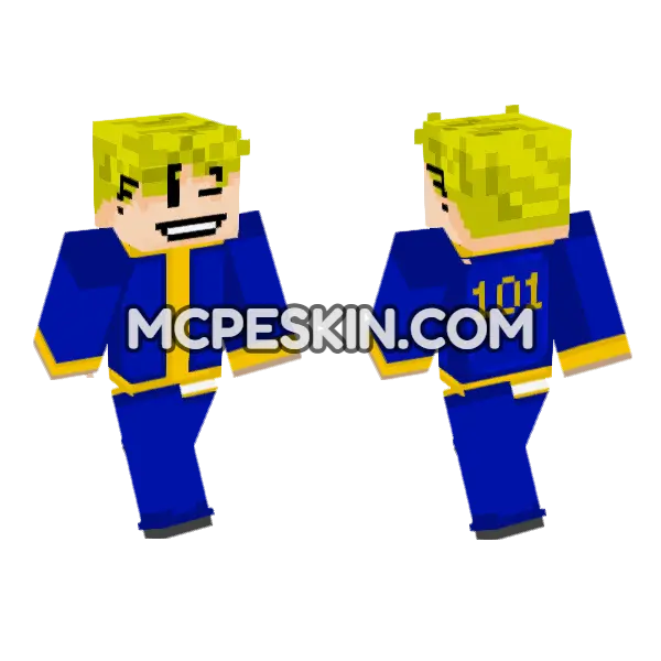 Vault Dweller Blue Jumpsuit, front and back
