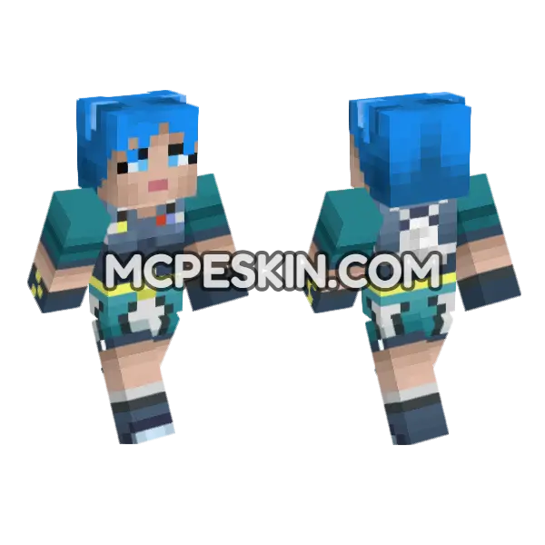 Vela Blue Outfit Minecraft Bedrock skin, front and back