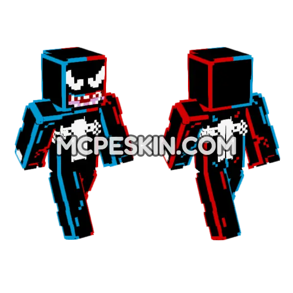 Venom Eddie Brock Spider-Man Minecraft Bedrock skin, front and back