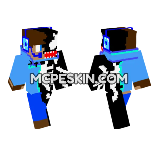 Venom Gamer Skin Minecraft Bedrock skin, front and back