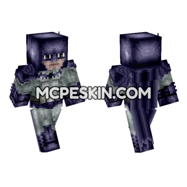 Vibrant Batman Arkham Asylum Minecraft Bedrock skin, front and back
