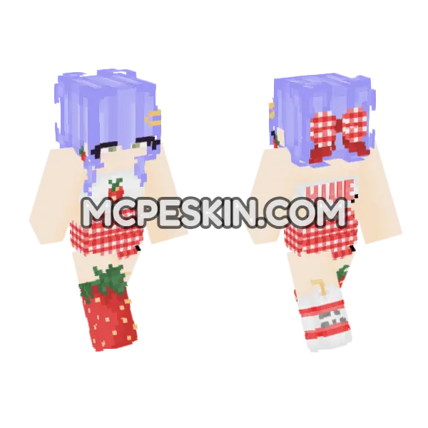 Violet Strawberry Hive Skin Minecraft Bedrock skin, front and back