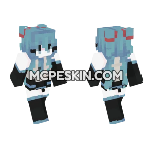 Virtual Idol Minecraft Bedrock skin, front and back