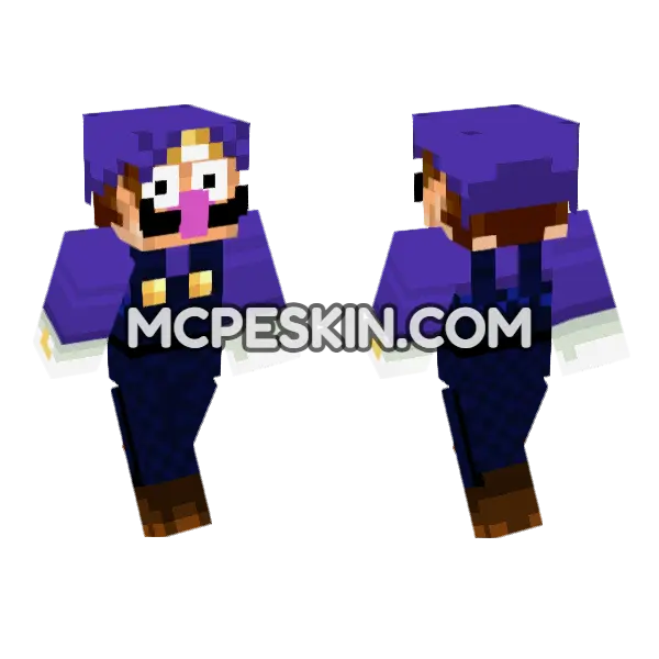 Waluigi Minecraft Bedrock skin, front and back