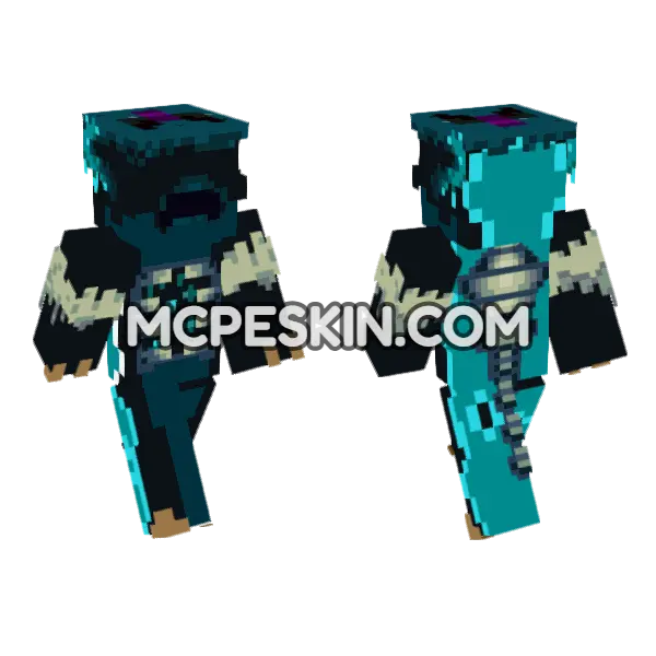 Warden Dinosaur Minecraft Bedrock skin, front and back