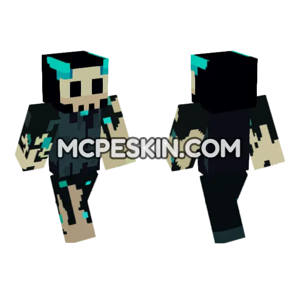 Warden Skull Minecraft Bedrock skin, front and back
