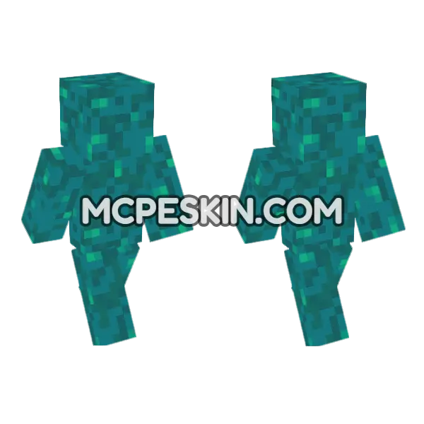 Warped Wart Block Minecraft Bedrock skin, front and back