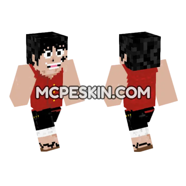 Water 7 Luffy Minecraft Bedrock skin, front and back