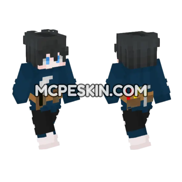 Wattworks Blue Outfit Minecraft Bedrock skin, front and back