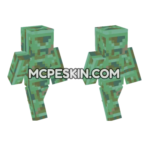 Weathered Chiseled Copper Minecraft Bedrock skin, front and back