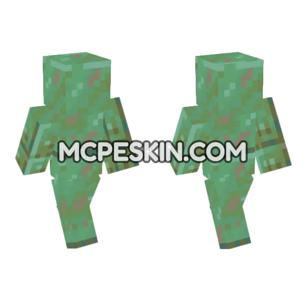 Weathered Copper Block Minecraft Bedrock skin, front and back