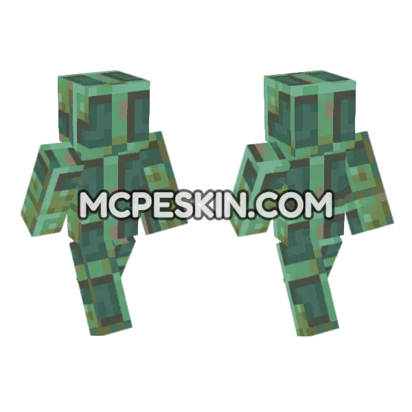 Weathered Copper Bulb Minecraft Bedrock skin, front and back