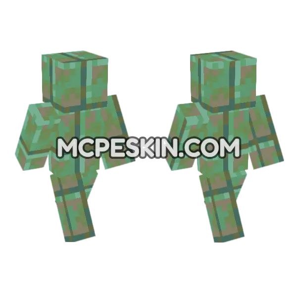 Weathered Cut Copper Minecraft Bedrock skin, front and back