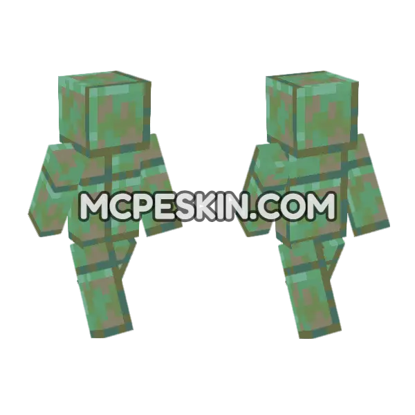 Weathered Cut Copper Minecraft Bedrock skin, front and back