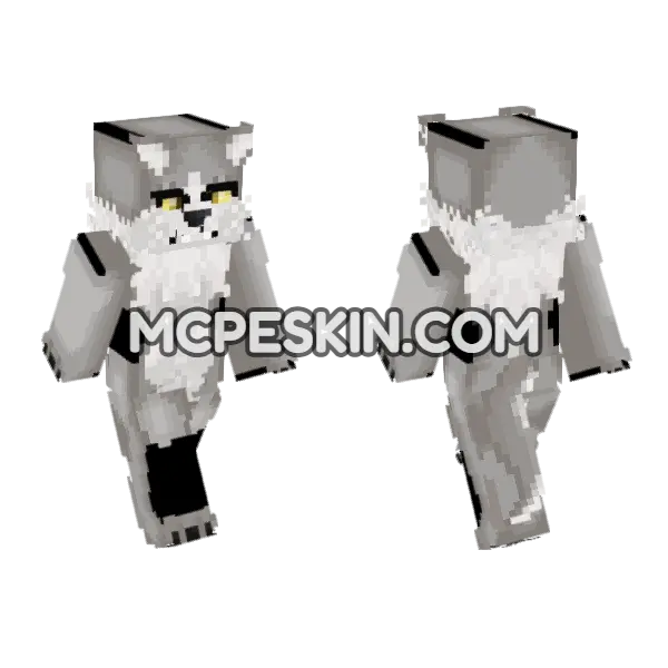Werewolf Gray Minecraft Bedrock skin, front and back
