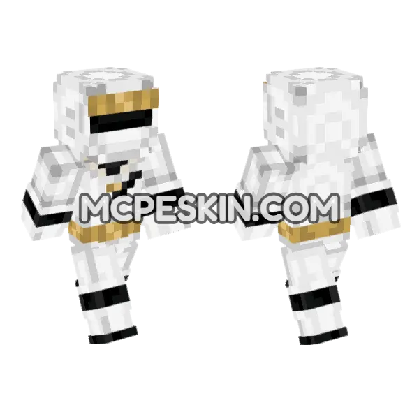 White Alien Ranger Minecraft Bedrock skin, front and back
