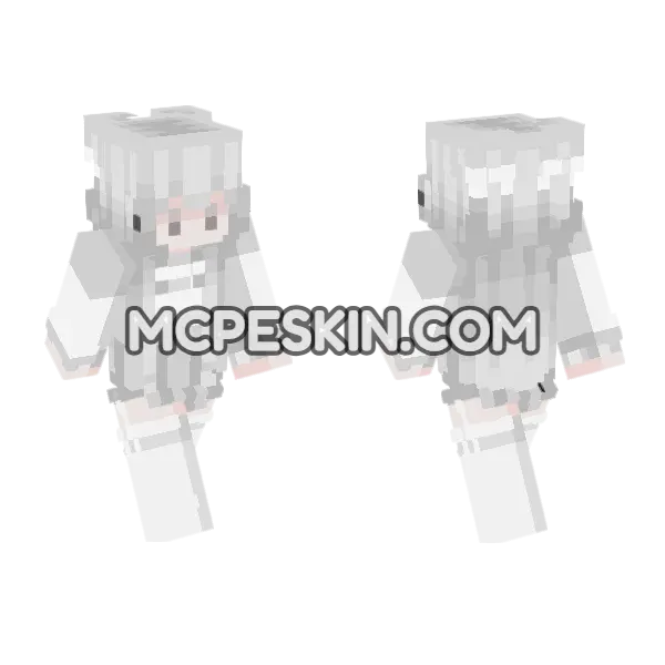 White Cat Outfit Minecraft Bedrock skin, front and back