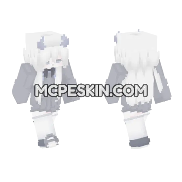 White Demon Girl Minecraft Bedrock skin, front and back