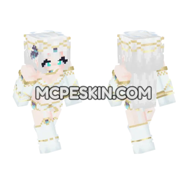 White Goddess Dress Minecraft Bedrock skin, front and back