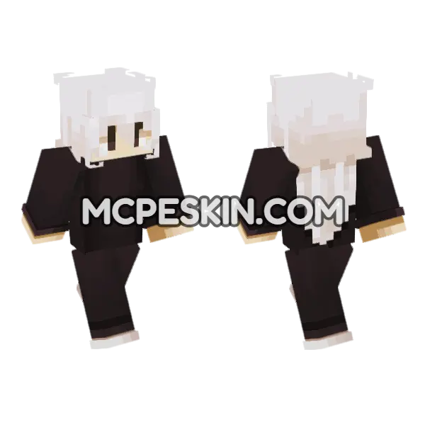 White Hoodie With Black Pants, front and back