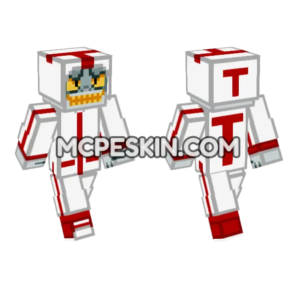 White Knight Armor Minecraft Bedrock skin, front and back