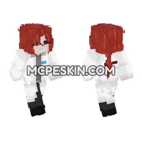 White Lab Coat Scientist Minecraft Bedrock skin, front and back