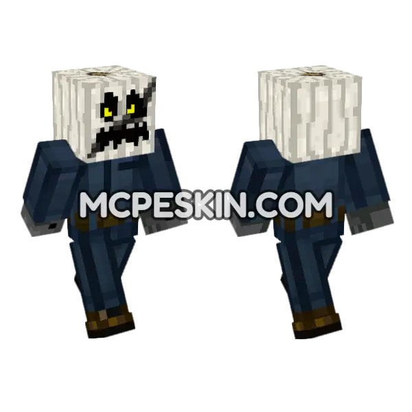 White Pumpkin Angry Minecraft Bedrock skin, front and back