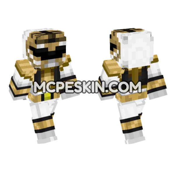 White Ranger Suit Minecraft Bedrock skin, front and back