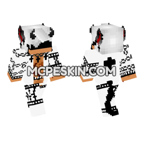 White Wolf Devil Minecraft Bedrock skin, front and back