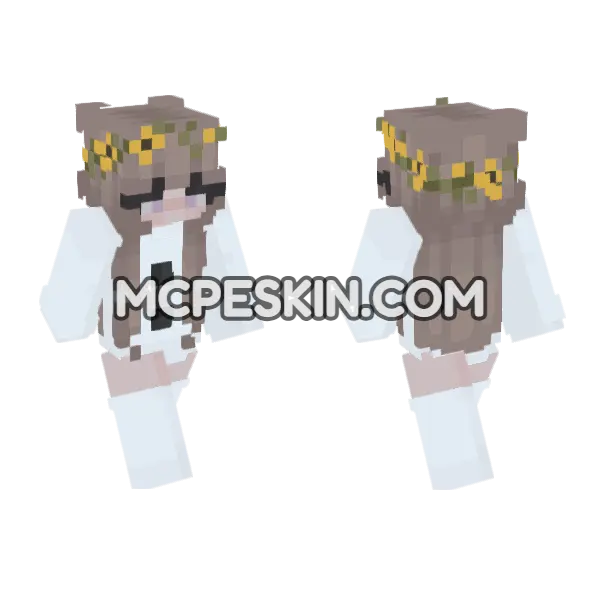 Winter Flower Girl Minecraft Bedrock skin, front and back