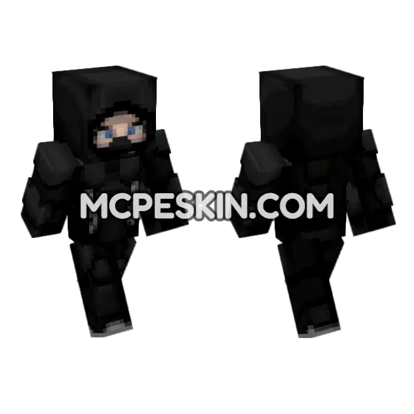 Wise Black Ninja Minecraft Bedrock skin, front and back