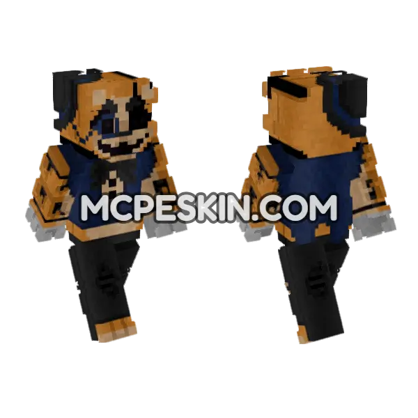 Withered Golden Freddy Minecraft Bedrock skin, front and back