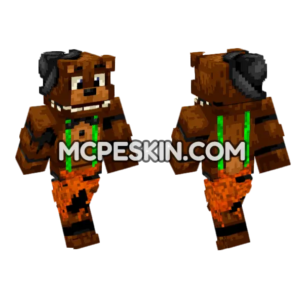 Withered Showtime Freddy Minecraft Bedrock skin, front and back