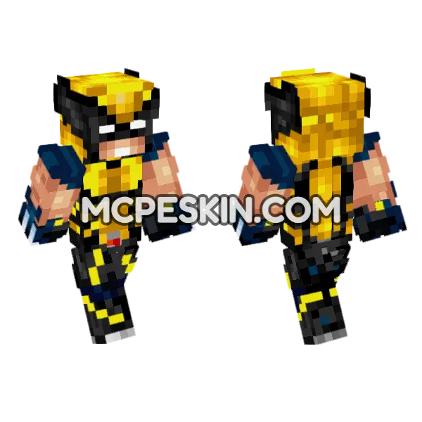Wolverine Suit Minecraft Bedrock skin, front and back