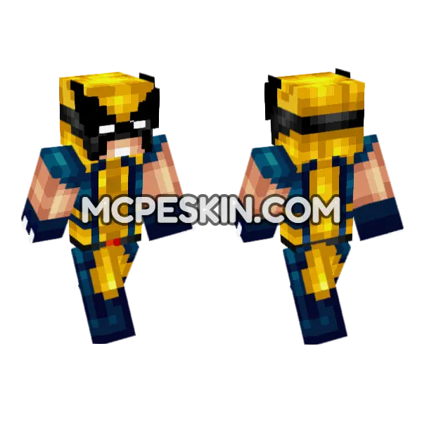 Wolverine Yellow Suit Minecraft Bedrock skin, front and back