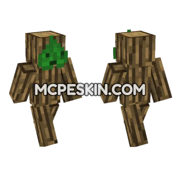 Wooden Fence With Leaf Minecraft Bedrock skin, front and back