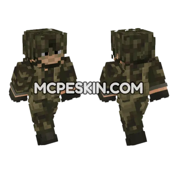 Woodland Soldier Minecraft Bedrock skin, front and back
