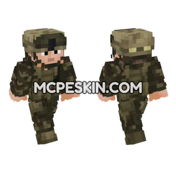 Woodland Soldier Iraq War Minecraft Bedrock skin, front and back