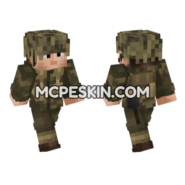 WW2 British Paratrooper Minecraft Bedrock skin, front and back