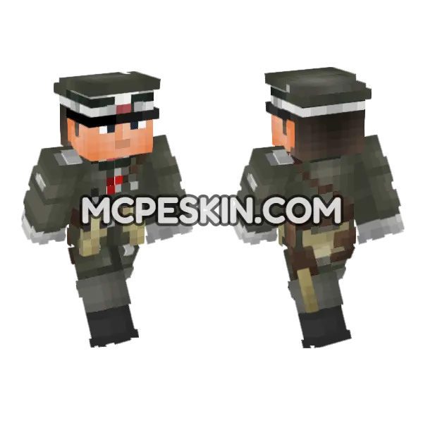 WW2 German Officer Minecraft Bedrock skin, front and back