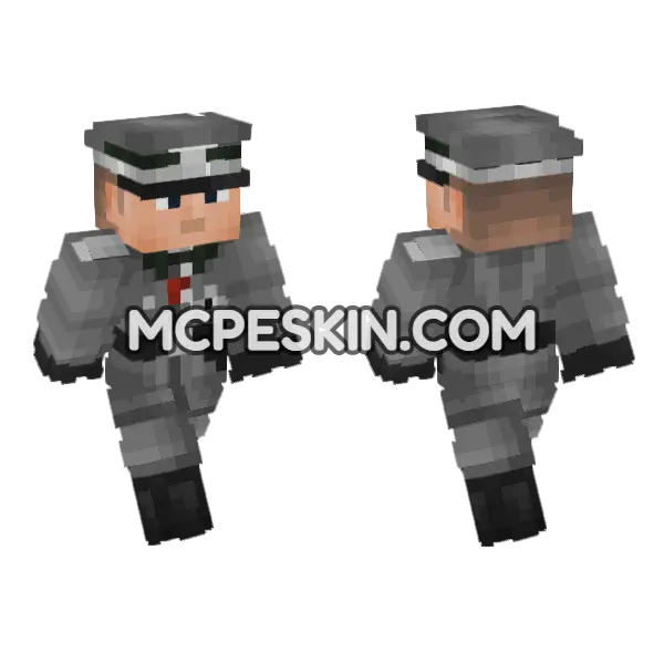 WW2 German Officer V2 Minecraft Bedrock skin, front and back