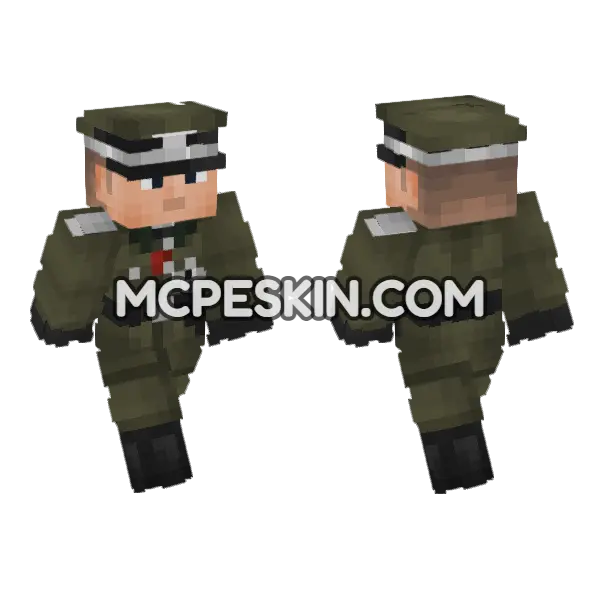 WW2 German Officer V4 Minecraft Bedrock skin, front and back