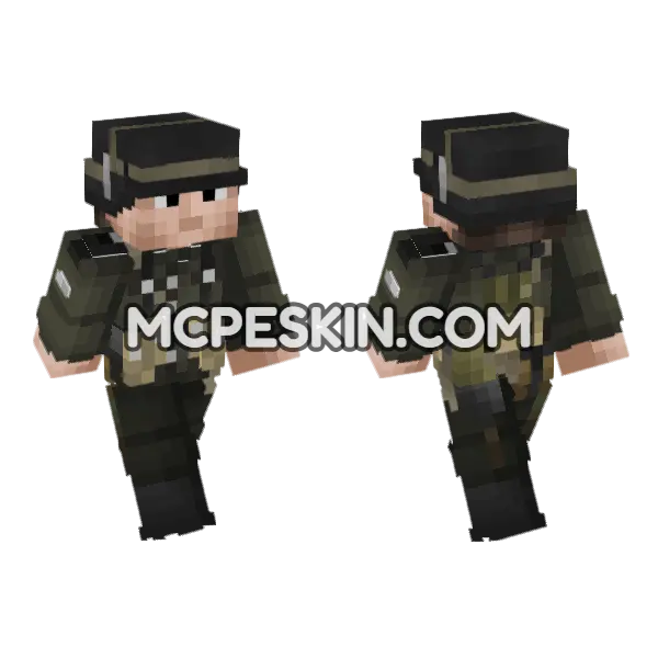 WW2 German Soldier V3 Minecraft Bedrock skin, front and back